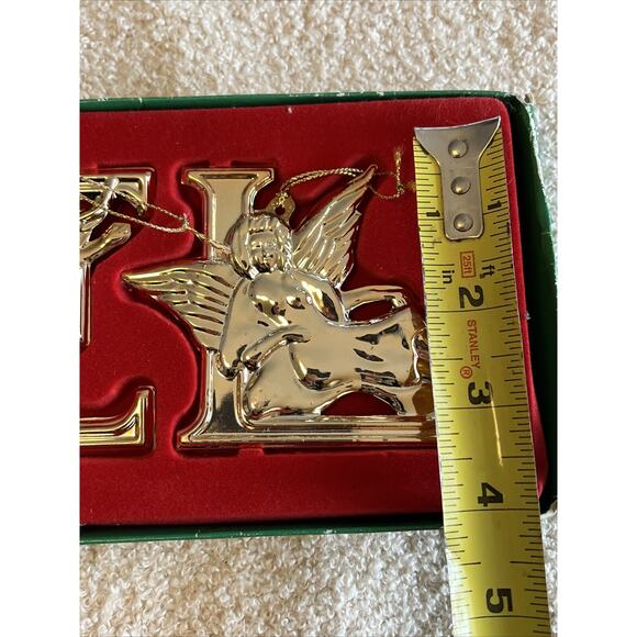 Vintage Gold Plated Christmas Ornament NOEL Cherubs Angels Set 3”x3” Taiwan 4 pc - Picture 6 of 10